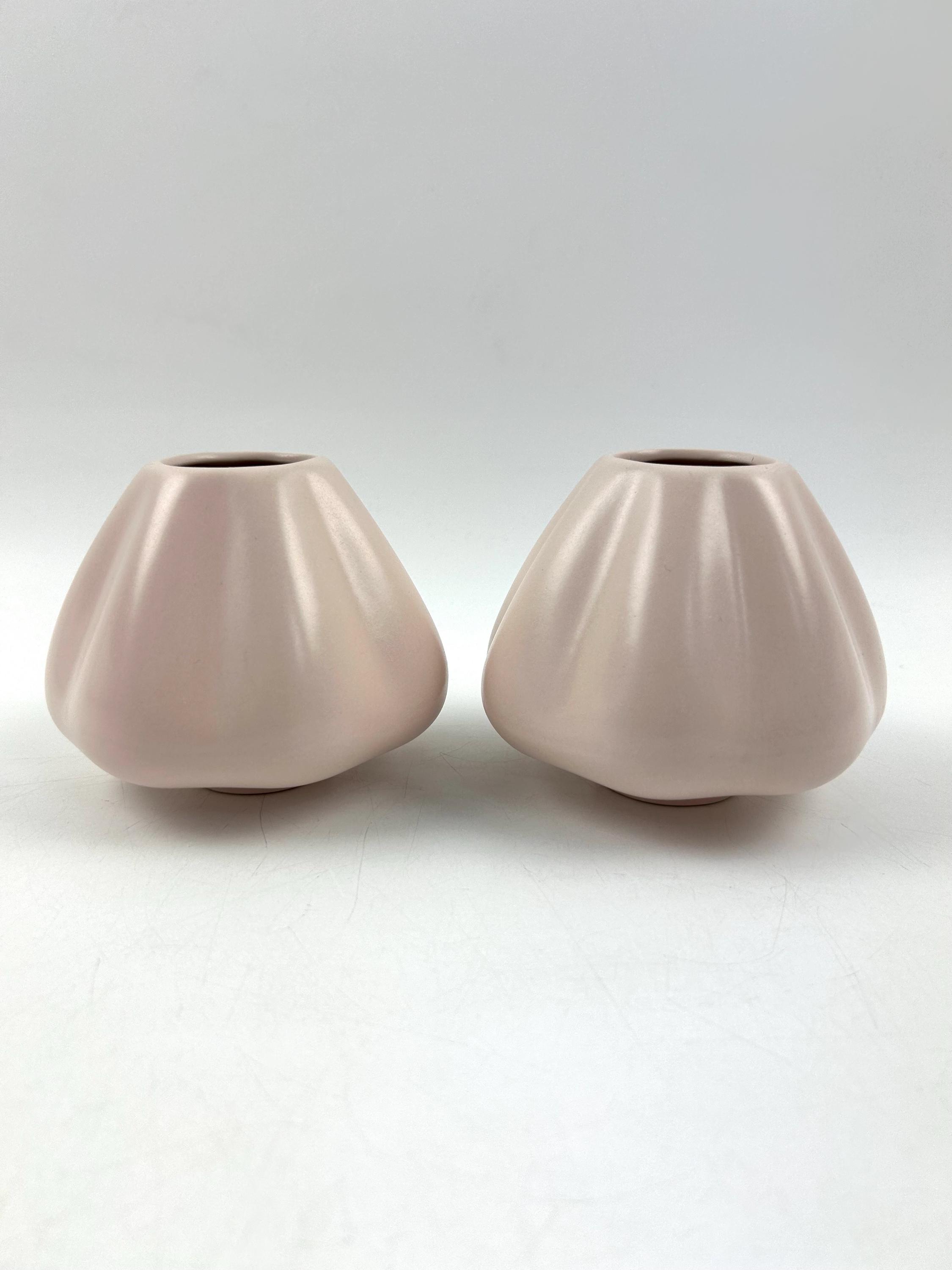 Vintage IKEA Oventad Vase Set Pink Sculptural Garlic Shape 1990s Minimalist Decor Scandinavian Design Set of 2