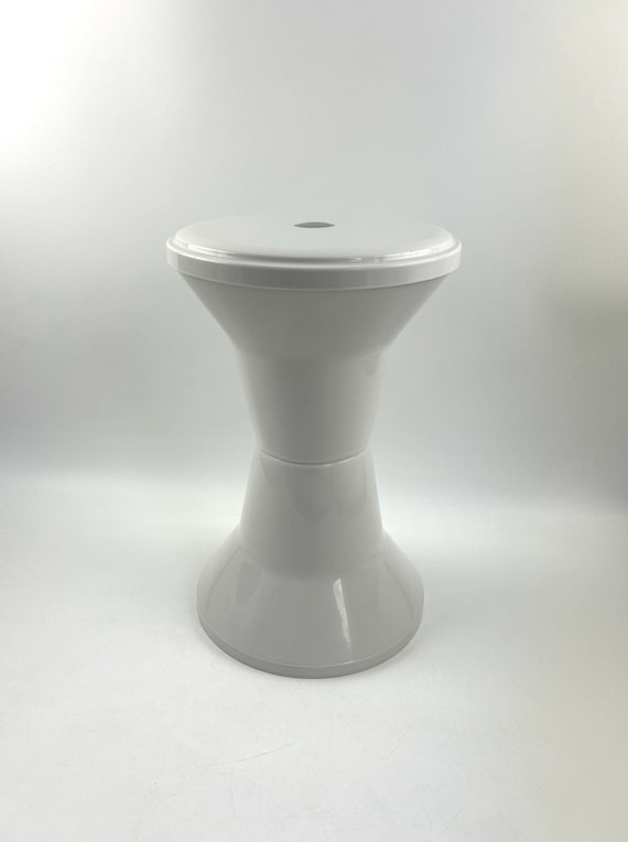 Vintage White Tulip Stool Side Table 1970s Tam Tam Style Plastic Storage Stool Mid Century Modern Plant Stand