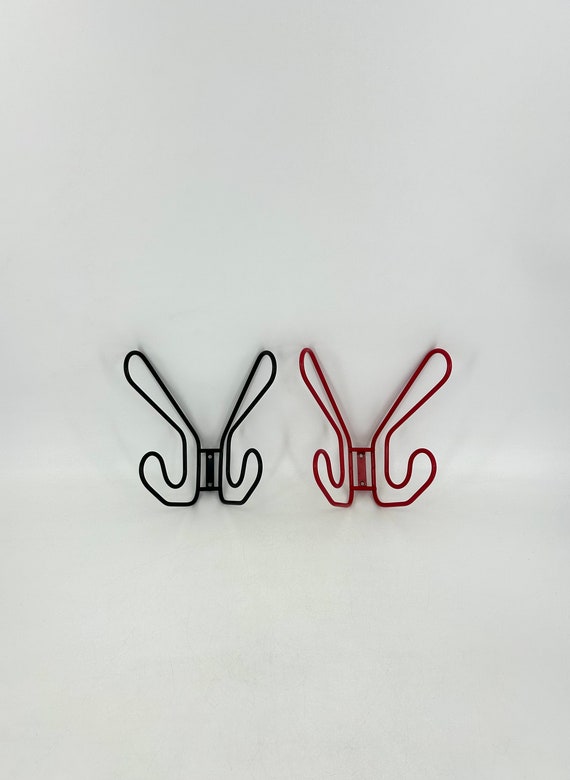 Vintage IKEA Frän Wandhaken | Draht-Kleiderhaken aus den 1980er/90er Jahren | Roter oder schwarzer Metall-Wandhaken | Skandinavisches Design