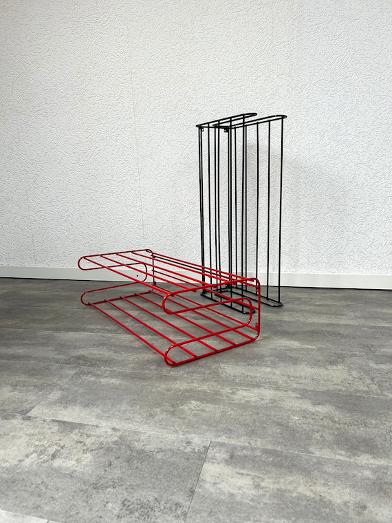 IKEA Frän Shoe Rack 1980s Metal Wall Rack Tomado Style Red Black