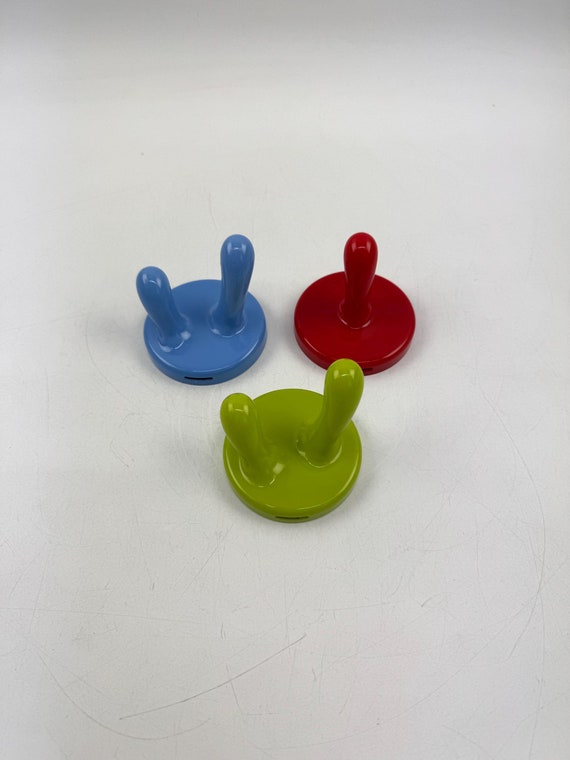 Vintage IKEA Krokg Wandhaken, 3er-Set – Memphis Milano Stil der 90er – Bunte Kleiderhaken – Skandinavisches Design – Retro-Wandhaken