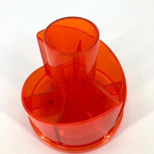 Rotating Pencil Tray in Orange Plastic Vintage 1970 image 4