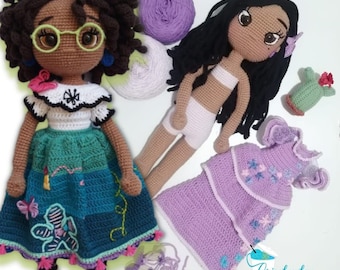 Mirabel and Isabella Madrigal amigurumi pack of approximately 40 and 42 cm