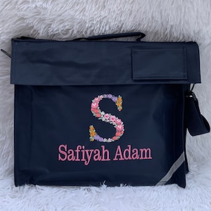 Mochila clásica personalizada bordada para niñas • Mochila con letras florales • Mochila escolar para niñas • Regalo de cumpleaños • Entrega rápida