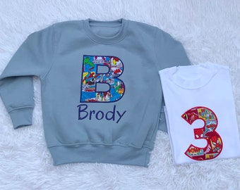 Embroidered Children’s Sweatshirt | Personalised Initial sweatshirt | personalised Birthday Jumper | T-shirt unisex kids.