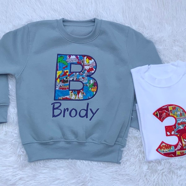 Embroidered Children’s Sweatshirt | Personalised Initial sweatshirt | personalised Birthday Jumper | T-shirt unisex kids.
