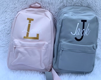 Embroidered Personalised Name Initial Backpack | mini nursery children back to school bag | Unisex kids bags | birthday gift. Fast Delivery