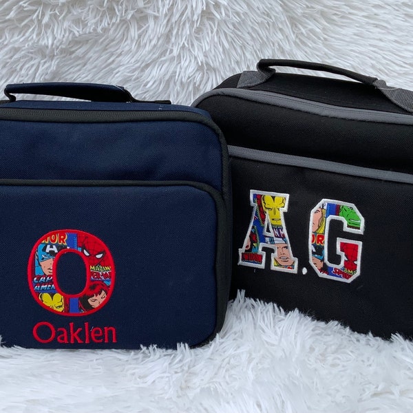 Personalised lunch bag • Embroidered  Initial and Name lunch box  • Fast Delivery