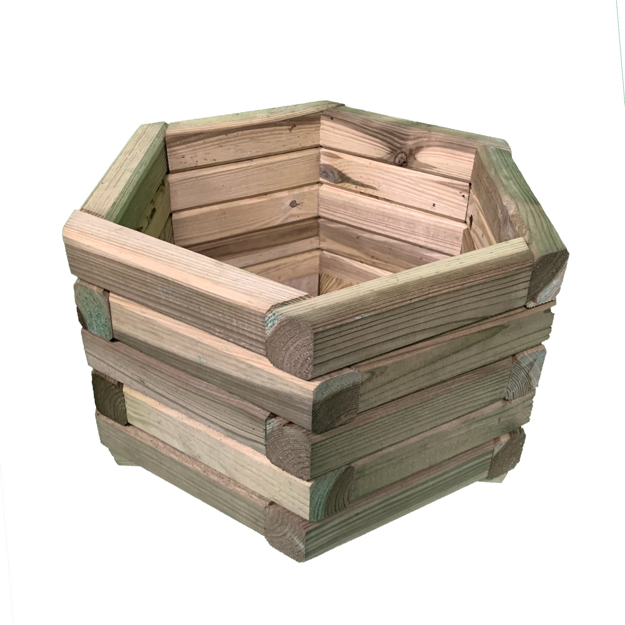 Simply Wood Tanalised Pressure Treated Hexagon Planter - 3 Sizes