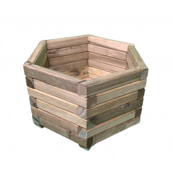 Simply Wood Tanalised Pressure Treated Hexagon Planter - 3 Sizes