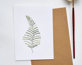 Carte postale illustration botanique feuille fougère verte collection herbier PRINT A6/A5/A4 personnalisable