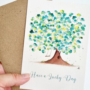 Carte postale illustration aquarelle Arbre de la chance PRINT A6 texte personnalisable image 3