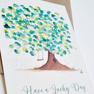 Carte postale illustration aquarelle Arbre de la chance PRINT A6 texte personnalisable image 9