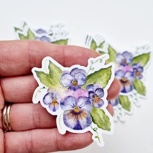Sticker vinyl illustration aquarelle Pensées