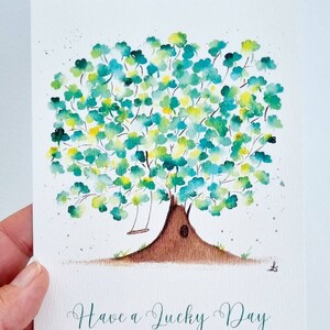 Carte postale illustration aquarelle Arbre de la chance PRINT A6 texte personnalisable image 10