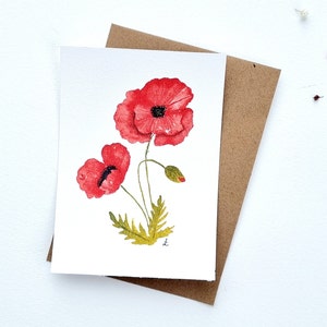 Aquarel illustratie rode klaprozen PRINT A6/A5/A4 aanpasbare tekst