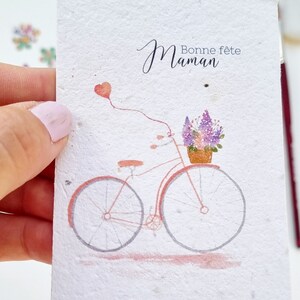 Mini carte aquarelle illustration fête des mères papier ensemencé fleurs sauvages a faite fleurir PRINT 7 x 9,8 cm