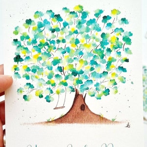 Carte postale illustration aquarelle Arbre de la chance PRINT A6 texte personnalisable image 5