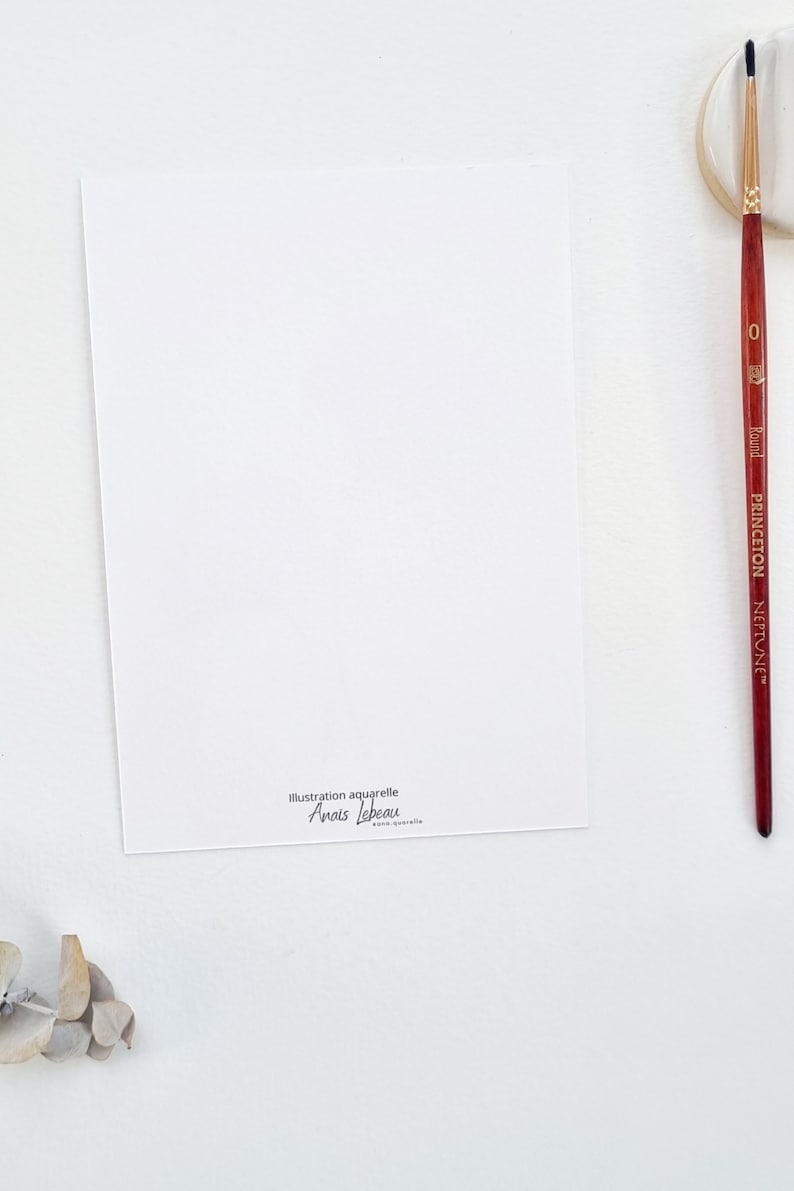 Carte postale aquarelle coquillages coeur collection printemps PRINT A6 texte personnalisable image 7