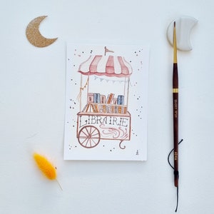 Illustration Librairie vintage A6/A5/A4
