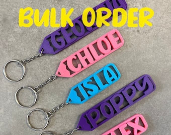 BULK ORDER - Personalised Keyring - Pencil style design - 3D Printed - Name Tag - School Bag Tag - Party Bag Fillers - Small Gift - Leavers
