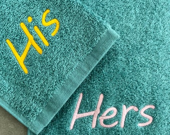 Personalised Embroidered Towels - Face Hand Bath sizes.  Beautifully embroidered Gift.  Various colour and font choices.