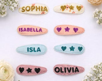 Personalised Glitter Snap Clip for Children, Handmade Sparkly Hair Accessory