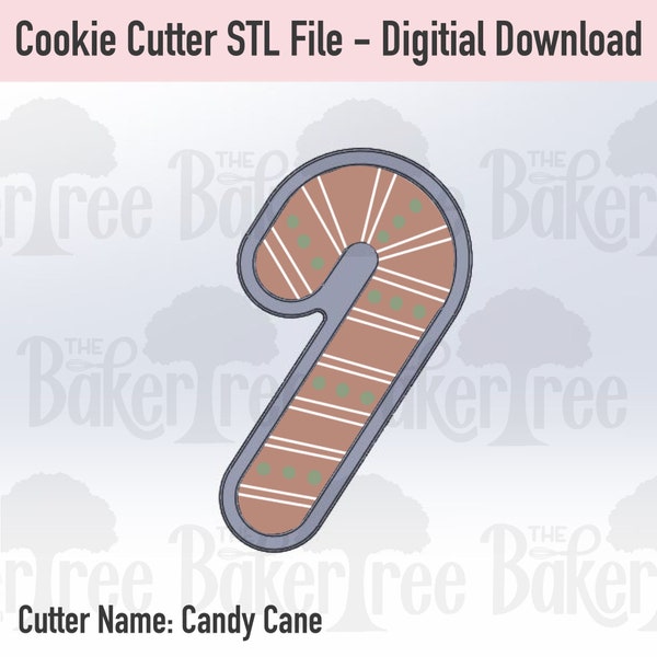 Candy Cane - STL File Cookie Cutter - Téléchargement numérique