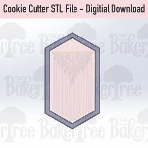 Elaine Plaque - Elongated Hexagon, Macrame Plaque, Basic Shape - STL File Cookie Cutter - Digital Download