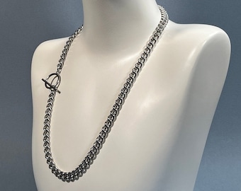 Necklace T Bar O ring toggle Stainless Steel 9mm Twist Curb Chain (Pictured 24", but available in various lengths or custom requests.)