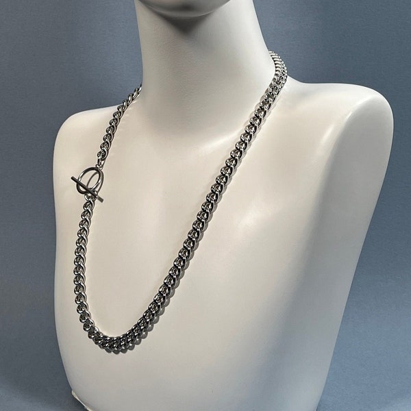 Necklace T Bar O ring toggle Stainless Steel 9mm Twist Curb Chain (Pictured 24", but available in various lengths or custom requests.)