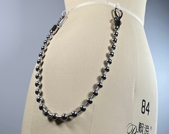 12mm ball stainless steel key chain with double metal spring clasp ends biker belt silver colour thick grunge aesthetic y2k large ball chain