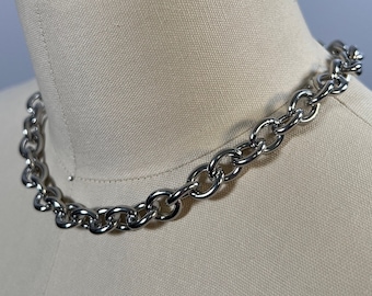 10mm Chunky Oversized Rolo Cable Stainless Steel Chain Necklace Choker Stacking Simple Statement Cute Chunky Jewellery Alt Large Heavy Duty