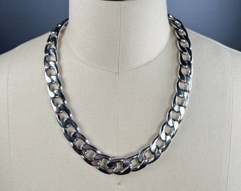 Stainless Steel Cuban link curb chain Choker / Necklace thick approx. 15mm width Stacking, Simple, Statement, Jewellery, Alt