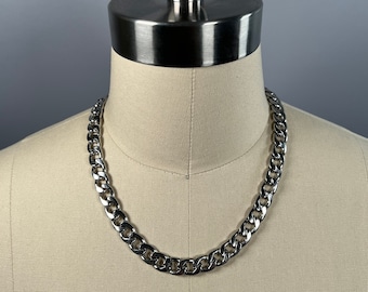 Stainless Steel Cuban link curb chain Choker / Necklace thick approx. 9mm width Stacking, Simple, Statement, Cute, Jewellery, Alt