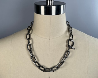 Shackle screw clasp necklace choker stainless steel industrial chain 11mm wide chunky punk 90's y2k grunge rock alternative stacking egirl