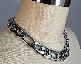Stainless Steel Figaro Link Curb Chain Choker Necklace Thick