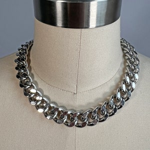 Naszyjnik ze stali nierdzewnej z ogniwami kubańskimi, grubość ok. 14 mm, układanie w stosy, prosty, wyrazisty, uroczy, biżuteria, alt