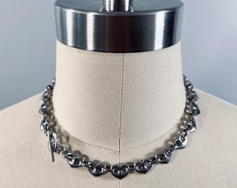 Harajuku Punk Inspired Heart Shaped Chain Necklace – Matching Stainless Steel Toggle Clasp (14-20 Inch)