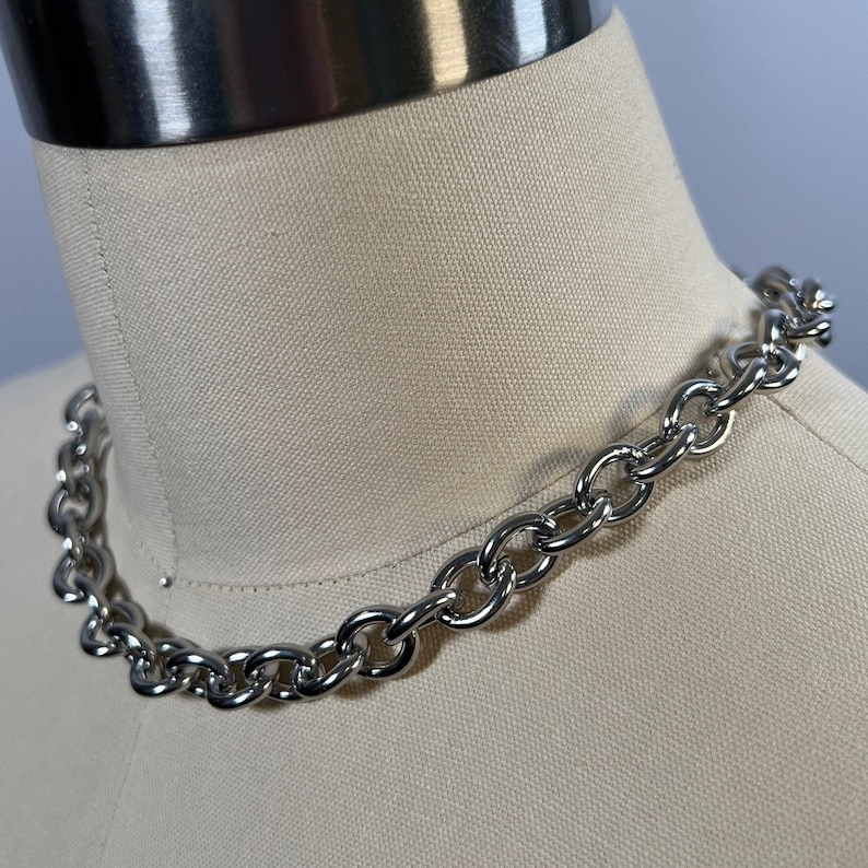 10mm Chunky Oversized Rolo Cable Stainless Steel Chain Necklace Choker Stacking Simple Statement Cute Chunky Jewellery Alt Large Heavy Duty image 1