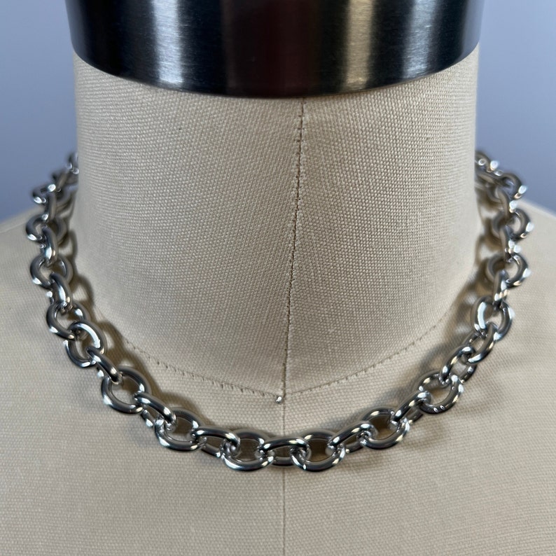 10mm Chunky Oversized Rolo Cable Stainless Steel Chain Necklace Choker Stacking Simple Statement Cute Chunky Jewellery Alt Large Heavy Duty image 3