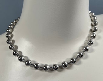 Large ball chain necklace / choker, 8mm stainless steel oversized. Offered in sizes 14" - 36" ( 14" 16" 18" 20" 24" 30" 36" ) or custom size