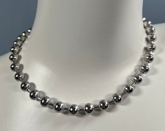 Large ball chain necklace / choker, 8mm stainless steel oversized. Offered in sizes 14&quot; - 36&quot; ( 14&quot; 16&quot; 18&quot; 20&quot; 24&quot; 30&quot; 36&quot; ) or custom size