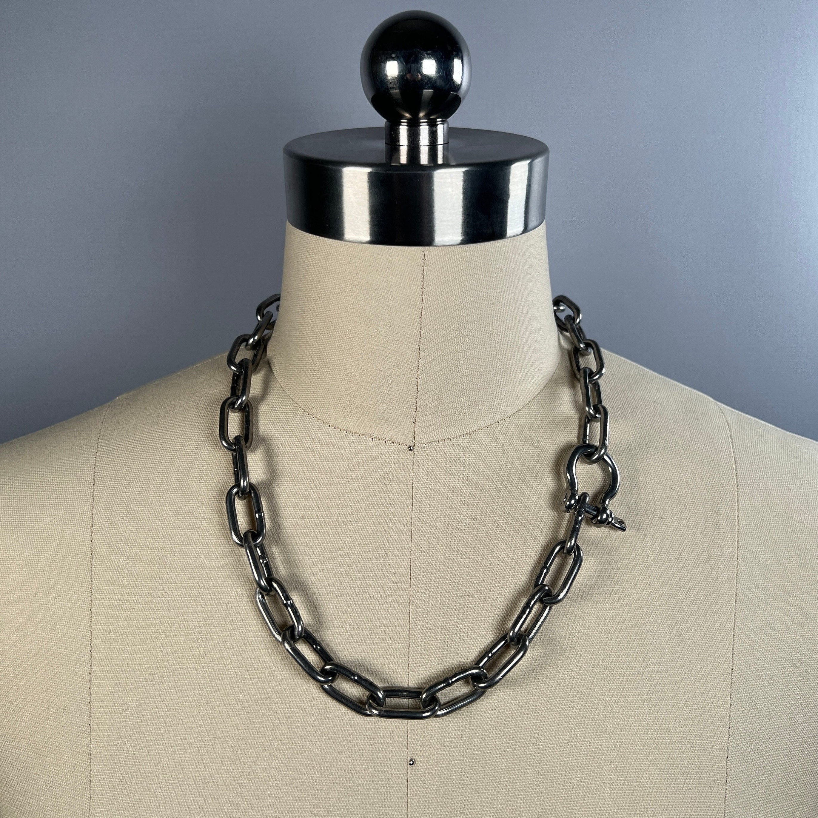 Shackle Screw Clasp Necklace Choker Stainless Steel Industrial