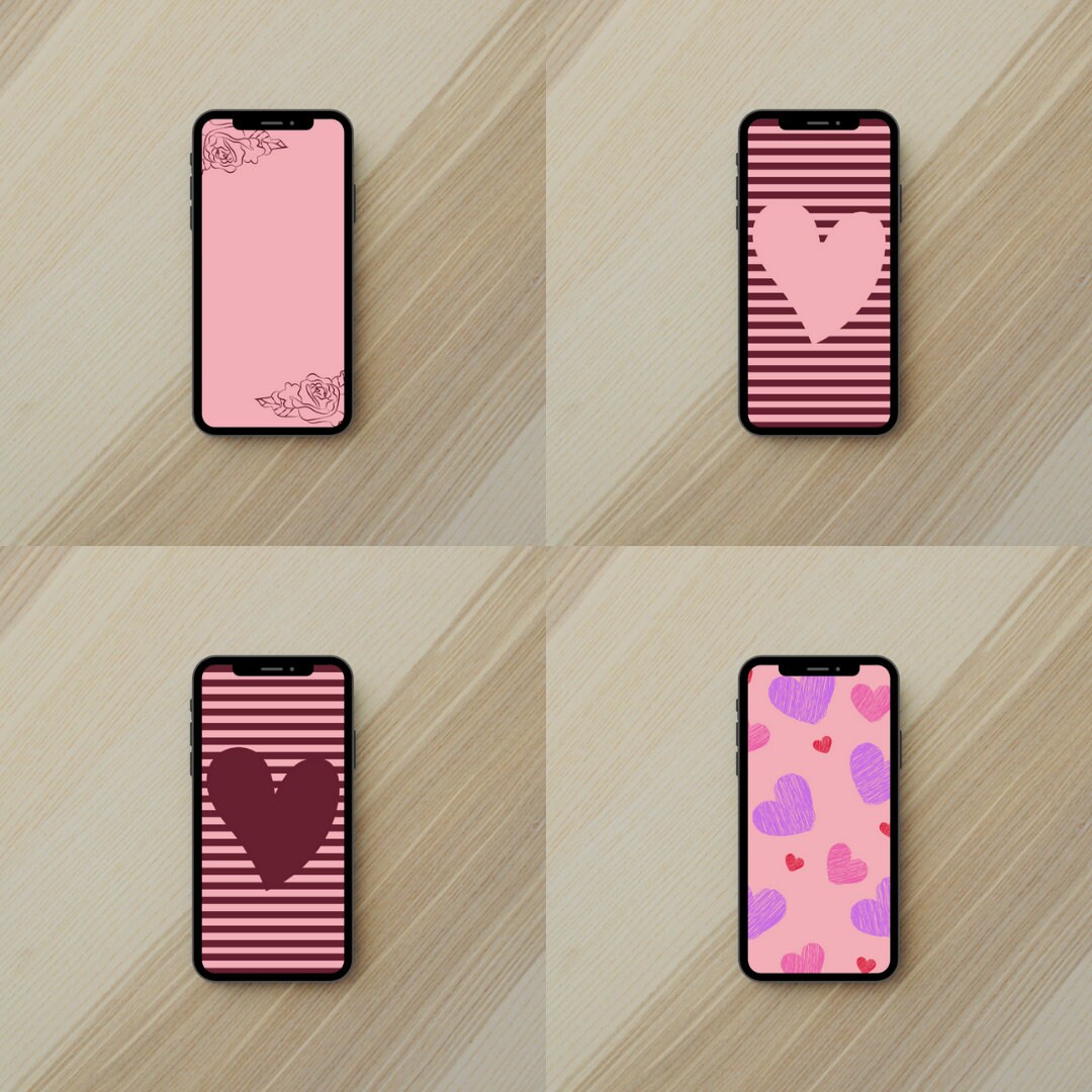 4 Pack Valentine's Day Phone Wallpapers - Etsy