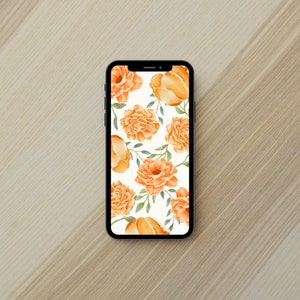 オレンジ色の花の携帯電話の壁紙