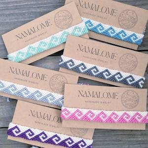 Greek waves friendship bracelet | Adjustable | Knotted cotton thread