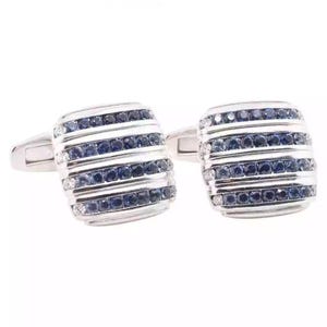 Sapphire Gemstone Cufflink, Blue Round CZ Stone Formal Shirt Cufflink, Wedding Engagement Suit Cufflink, Birthday - Anniversary Gift For Him