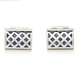 Sapphire Princess & Triangle CZ Stone Cufflink, Men&#39;s Rectangle Shape Cufflink, Wedding Suit Cufflink For Groom, Men&#39;s Formal Shirt Cufflink
