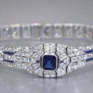 Antique Sapphire CZ Stone Bracelet, Vintage Art Deco Bracelet, Circa 1920&#39;s Edwardian Tennis Bracelet, Wedding Bracelet, Engagement Bracelet